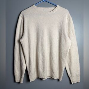 J. Crew 100% Cashmere Cream Crewneck Pullover Mens Sweater Sz XL